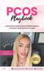 Book cover of 'PCOS Playbook' with a woman's face and branding elements.