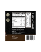 Supplement label with 'Coach Gabbi' branding on a white background