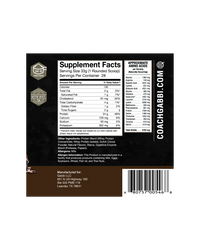 Supplement label with 'Coach Gabbi' branding on a white background