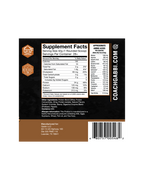 Supplement label with 'Coach Gabbr' branding on a white background