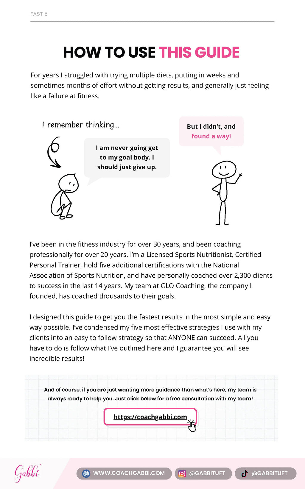 Guide on how to use the guide for fitness goals with text and illustrations.