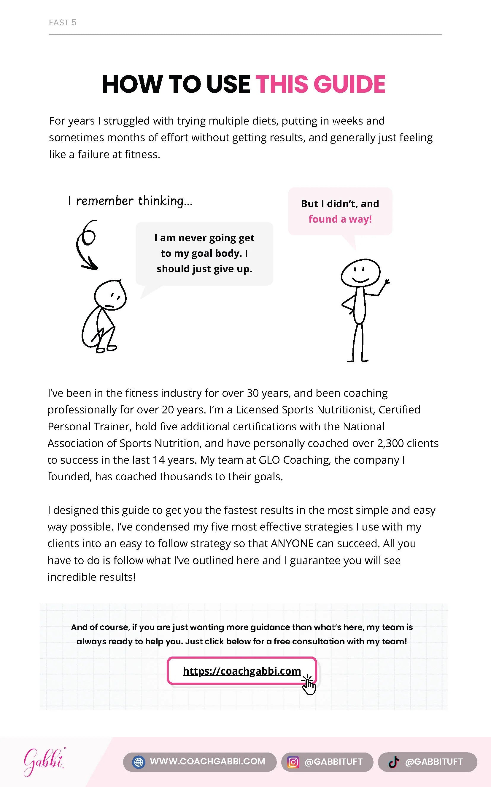 Guide on how to use the guide for fitness goals with text and illustrations.