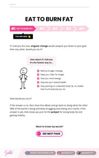Page from a book or e-book titled 'Eat to Burn Fat' with text and graphics on a white background.