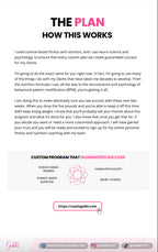 Text-based promotional document for a personal fitness and nutrition coaching plan with branding elements.