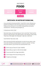 Page from a fitness or health guide with text about diets and exercise.