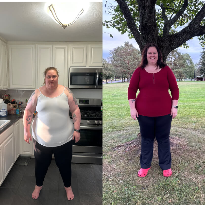 Before and after of a middle-aged woman after a fitness program